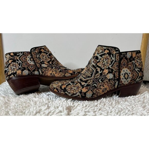 Sam Edelman Shoes - Sam Edelman Petty Black Faraj Tapestry Fabric Ankle Booties Size 6.5
